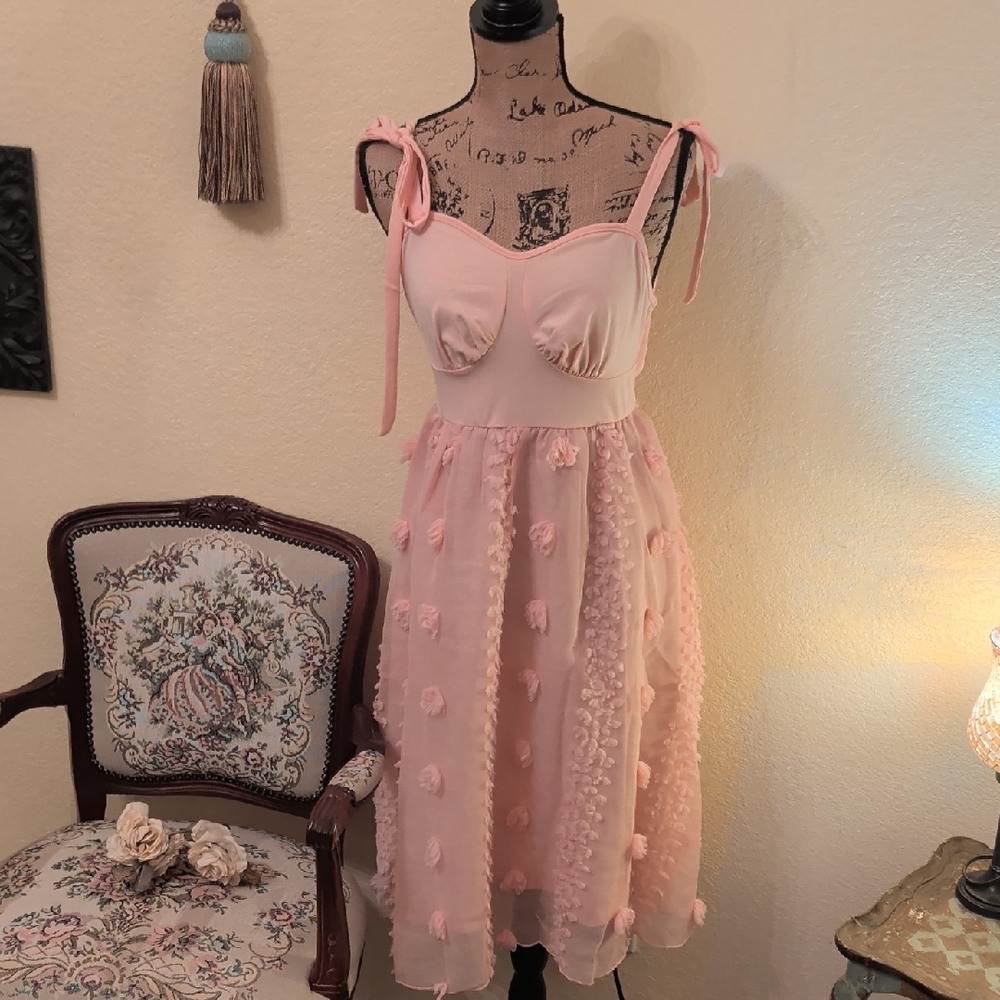 Elegant Pink Dress with Tie Straps